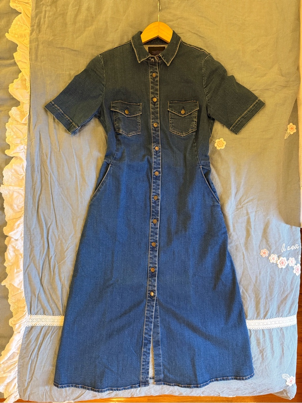 Zara TRAF Denim Dress in Vintage Blue Size S